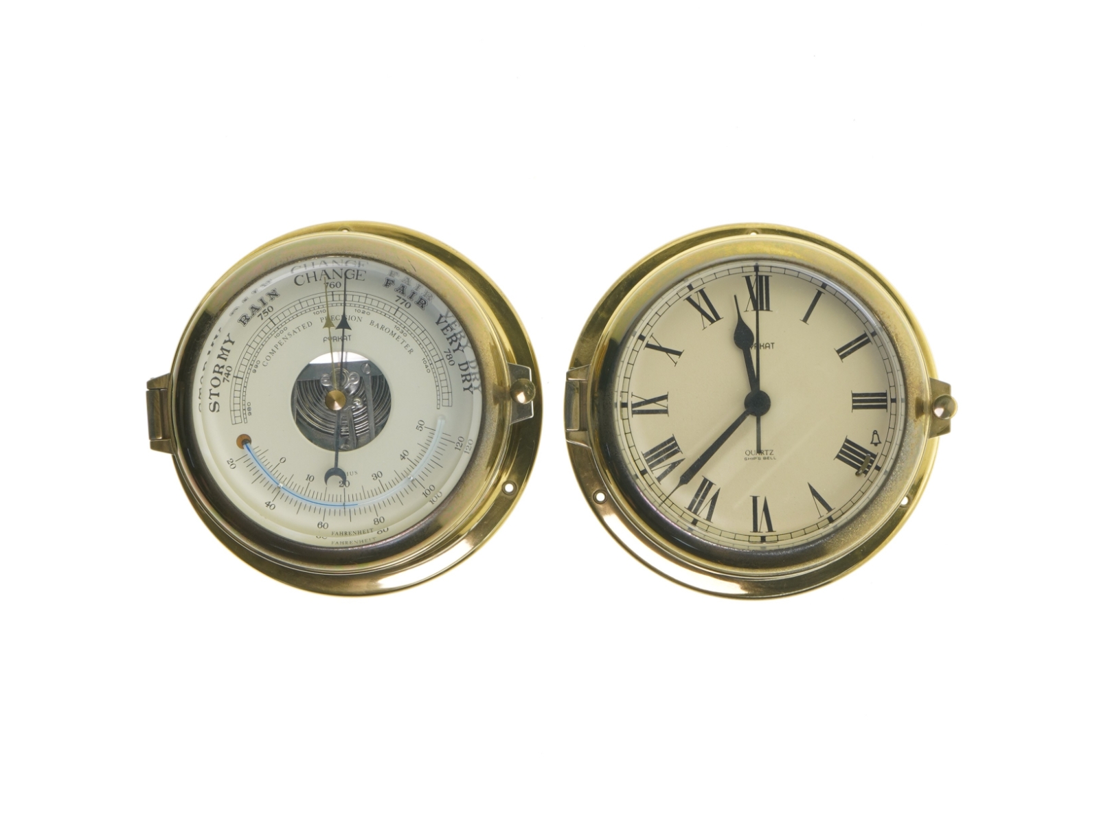 Maritime barometer og ur sæt (str. Ø 16 cm)