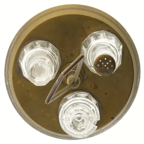 Antik karafelholder med glasflasker (str. 35 cm)