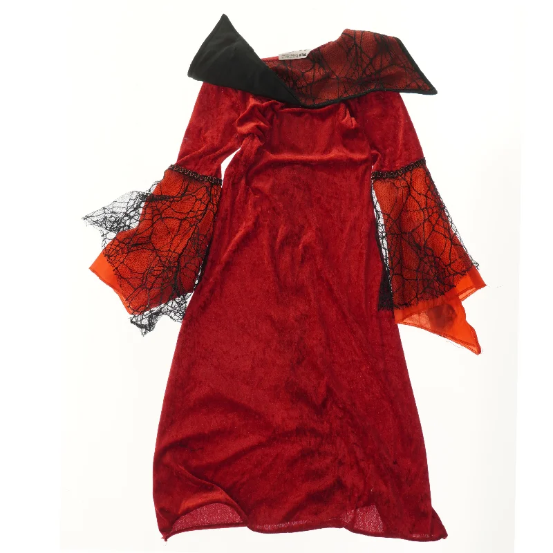 Rød udklædningskjole med spindelvæv (str. 128)