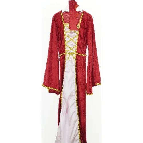 Rød udklædningskjole med guld detaljer fra Boland (str. 152)