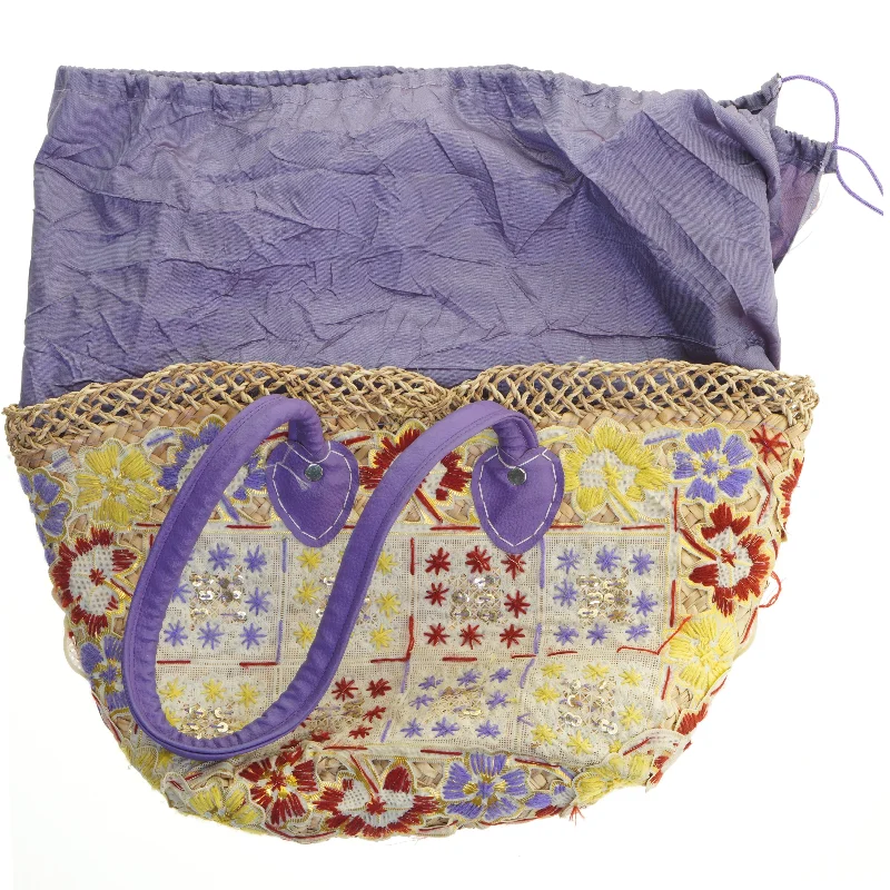 Stråtaske med blomsterdesign (str. 50x30 cm)