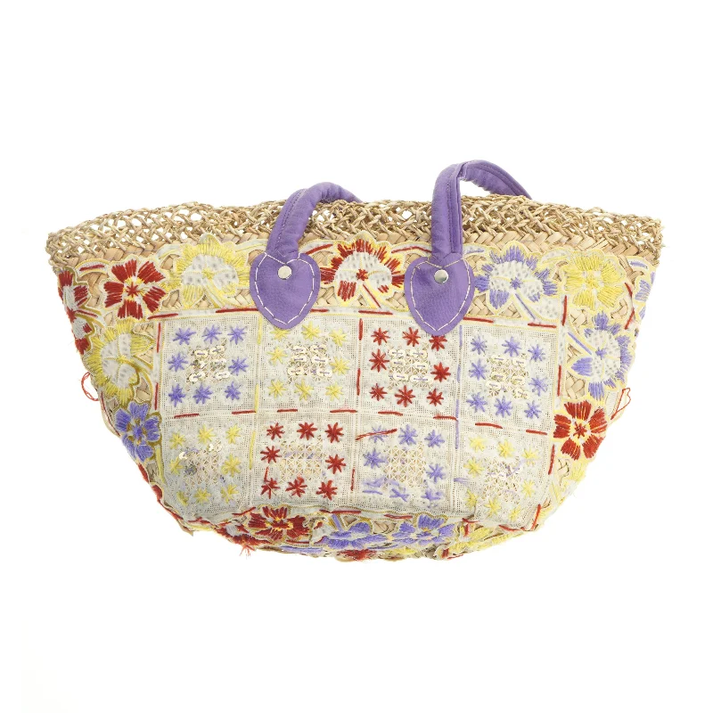 Stråtaske med blomsterdesign (str. 50x30 cm)