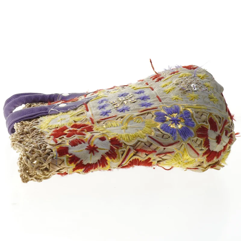 Stråtaske med blomsterdesign (str. 50x30 cm)