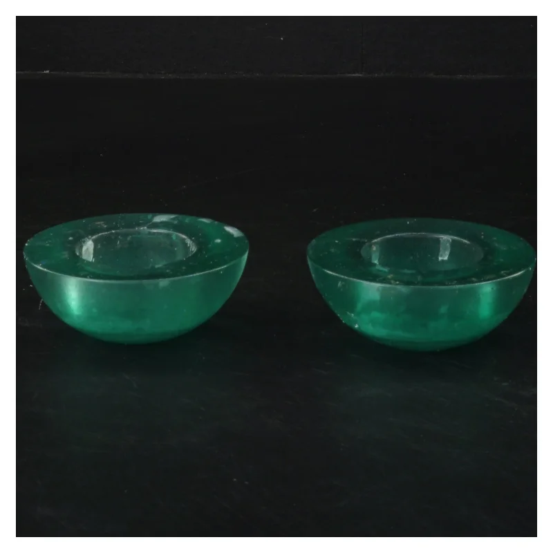 Grønne glaslysestager (str. 8x3 cm)