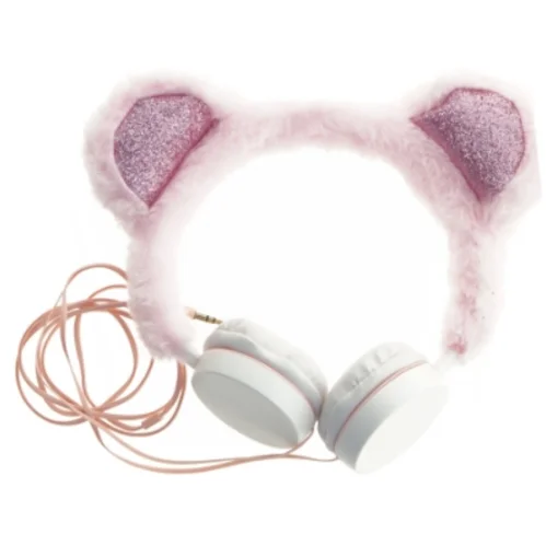 Plys hovedtelefoner med katteører (str. Ø 17 cm)