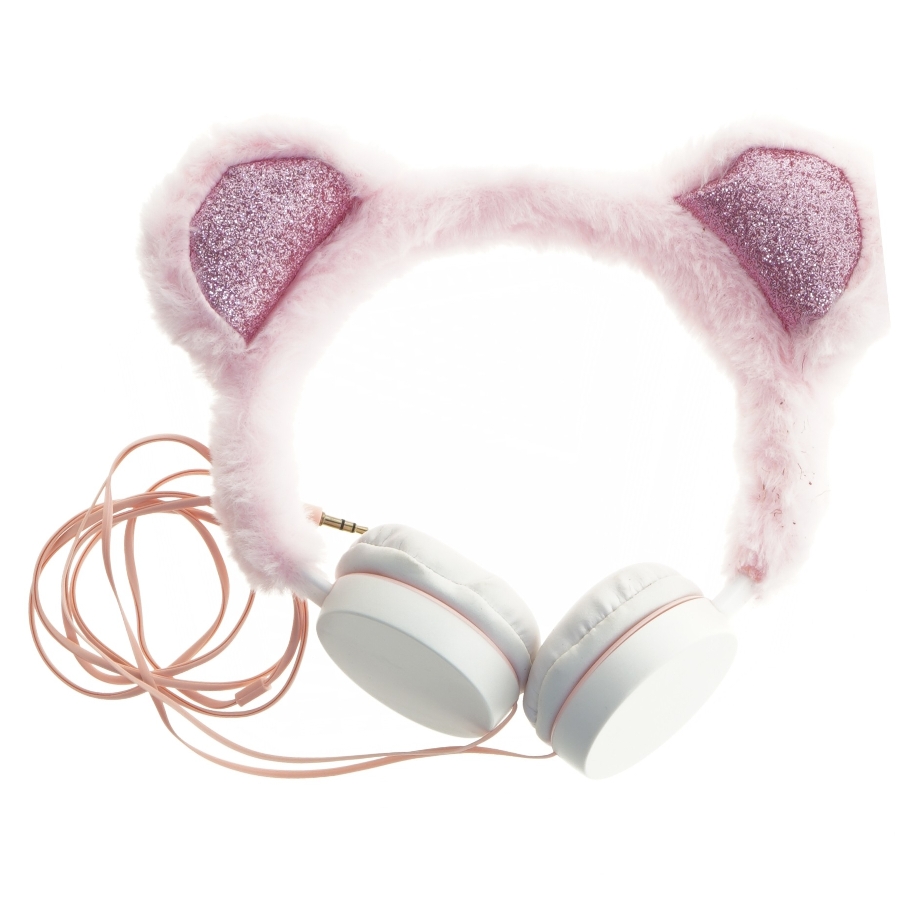 Plys hovedtelefoner med katteører (str. Ø 17 cm)
