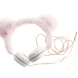 Plys hovedtelefoner med katteører (str. Ø 17 cm)