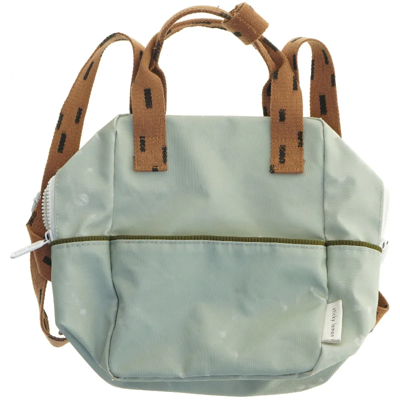 Grøn rygsæk med brune stropper fra Sticky Lemon (str. 32x25 cm)