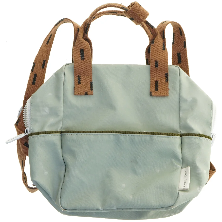 Grøn rygsæk med brune stropper fra Sticky Lemon (str. 32x25 cm)