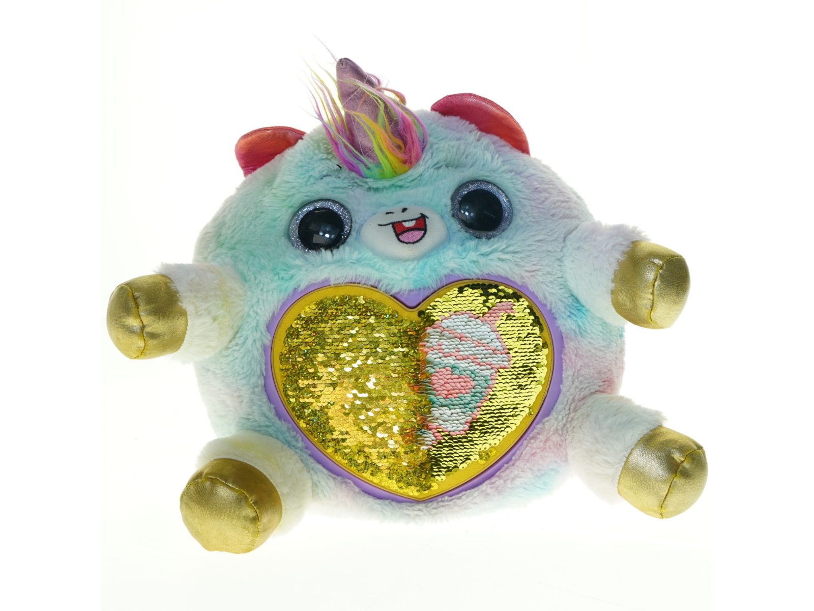 Farverig bamse med hjerte (str. 31 x 27 cm)