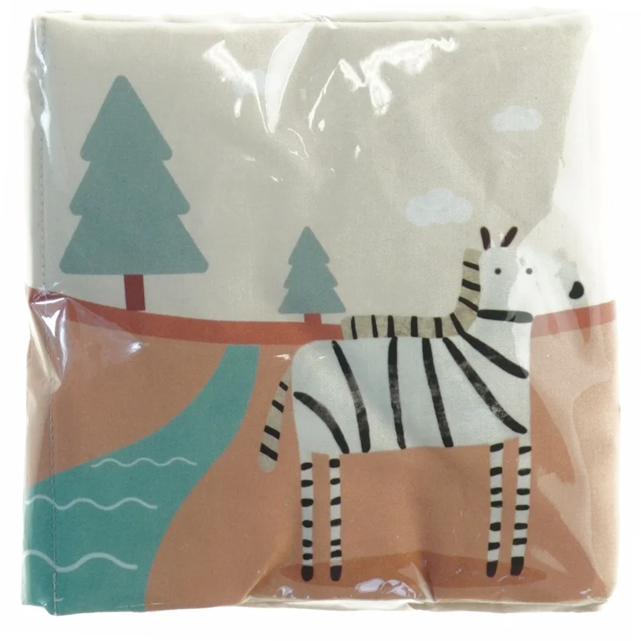 Bomuldsstof med dyre- og naturmotiv fra Søstrene Grene (str. 14 x, 15 cm)