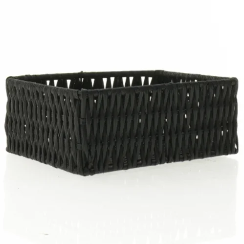 Flettet sort opbevaringskurv (str. 18 x 13 x 7 cm)