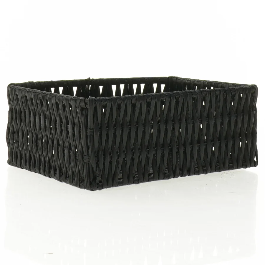 Flettet sort opbevaringskurv (str. 18 x 13 x 7 cm)