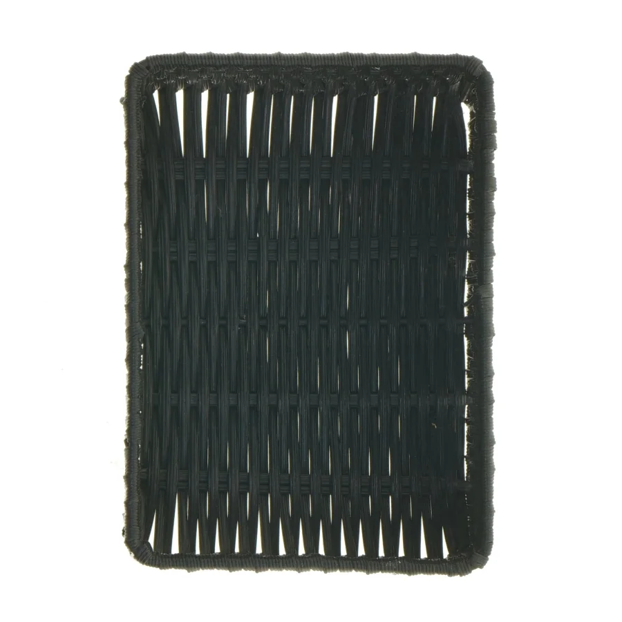 Flettet sort opbevaringskurv (str. 18 x 13 x 7 cm)
