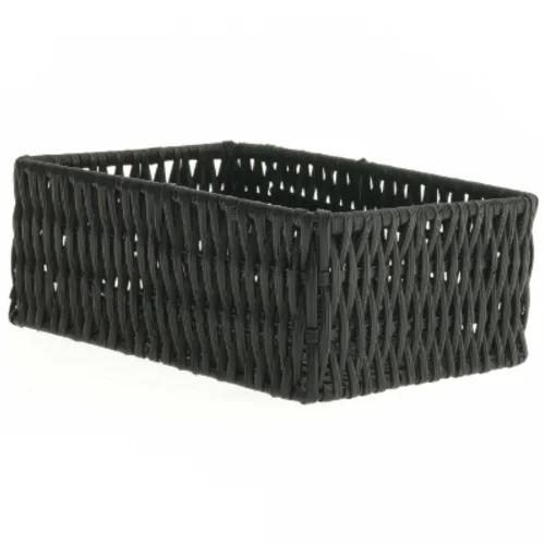 Flettet sort opbevaringskurv (str. 18 x 13 x 7 cm)
