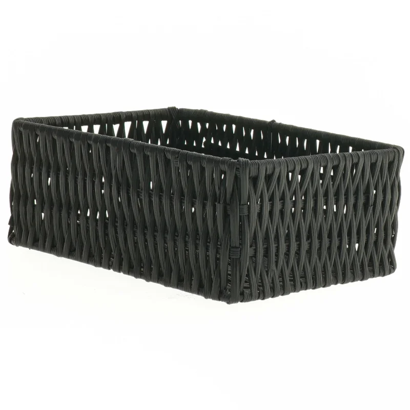Flettet sort opbevaringskurv (str. 18 x 13 x 7 cm)