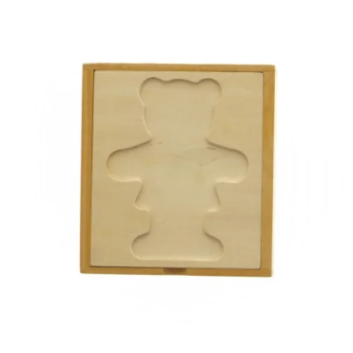 Puslespil i træ med tøjbamser (str. 14 x 13 x 4 cm)