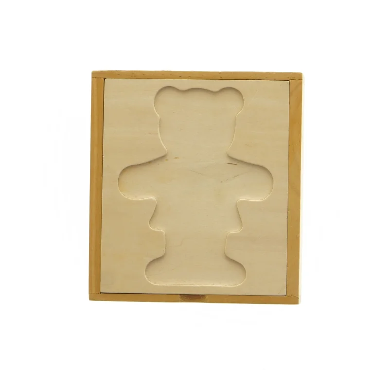 Puslespil i træ med tøjbamser (str. 14 x 13 x 4 cm)