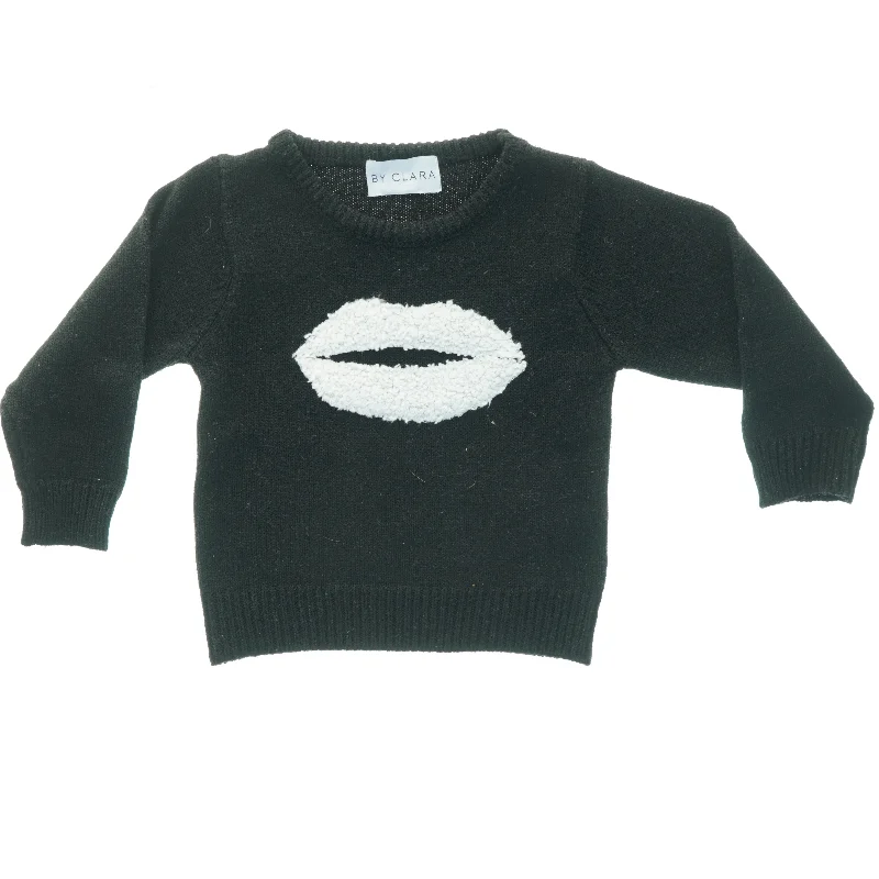 Sort strik sweater med mønster fra By Clara (str. 36 x, 30 cm ærme, 24,5 cm)