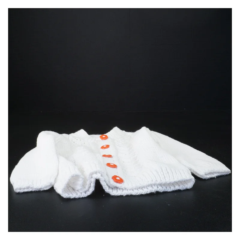 Hvid strikket børnetrøje (str. 30 x 26 cm ærme 16 cm)