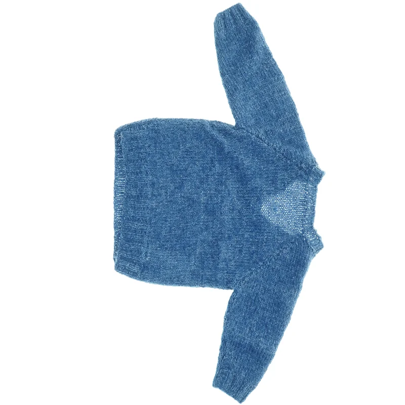 Blå Striktrøje (str. 31 x 26 cm ærme 18 cm)