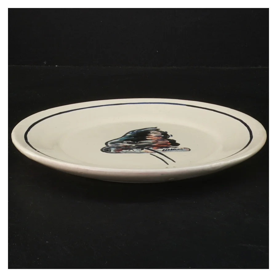 Dekorativ tallerken med kunstnerisk motiv (str. Ø 23 cm)