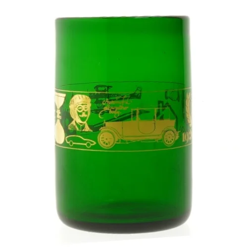 Grøn BP 1920-1970 souvenirglas fra BP (str. 15 cm)