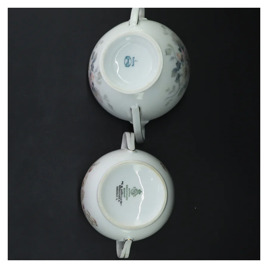 Porcelæn sukkerskål og mælkekande fra Bavaria (str. ø 10 cm og ø 12 cm)