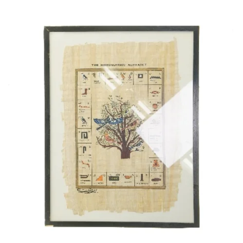 Hieroglyfisk alfabet plakat med ramme (str. 44x34 cm)