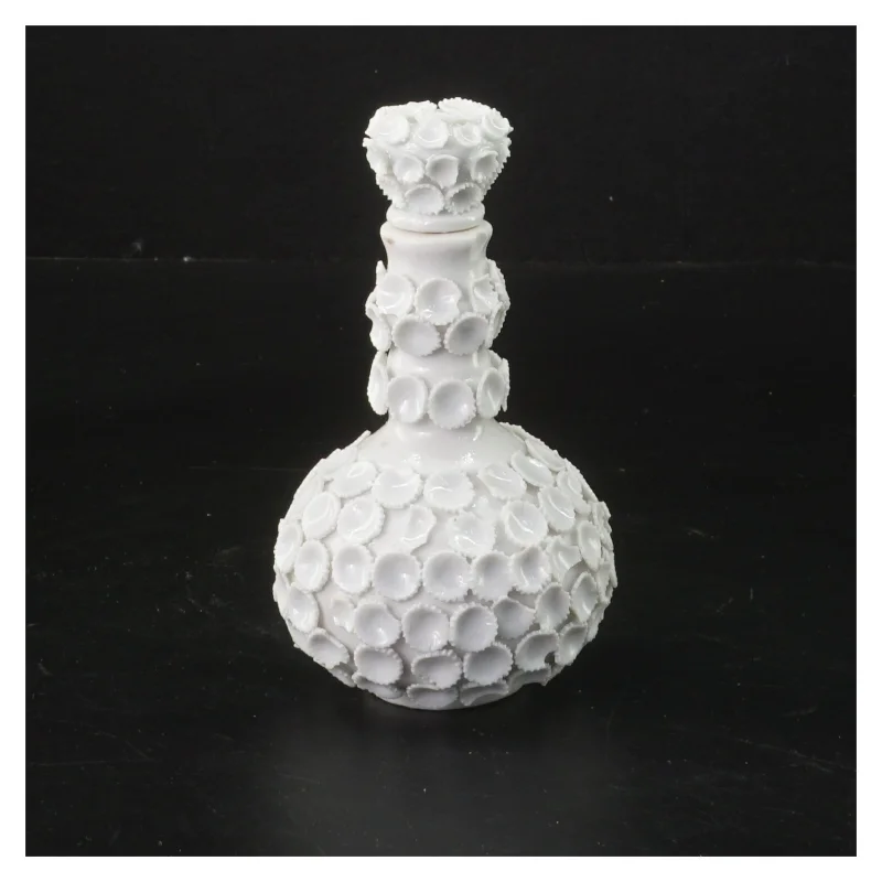 Hvid dekorativ flaske med låg (str. 12 cm)