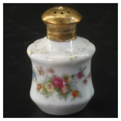 Peberbøsse i porcelæn med blomster (str. 6 cm)