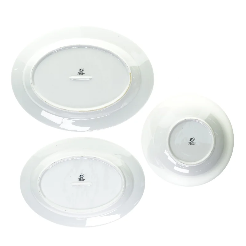 Fade og skål fra Fine China (str. Stort fad 36 cm lille fad 32 cm skal 24 x 7 cm)