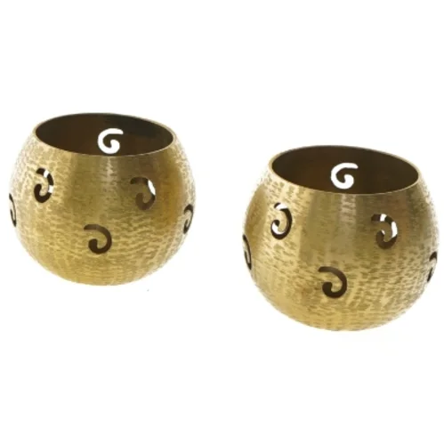 Messing lysestager med mønster (str. Ø 7,5 cm)