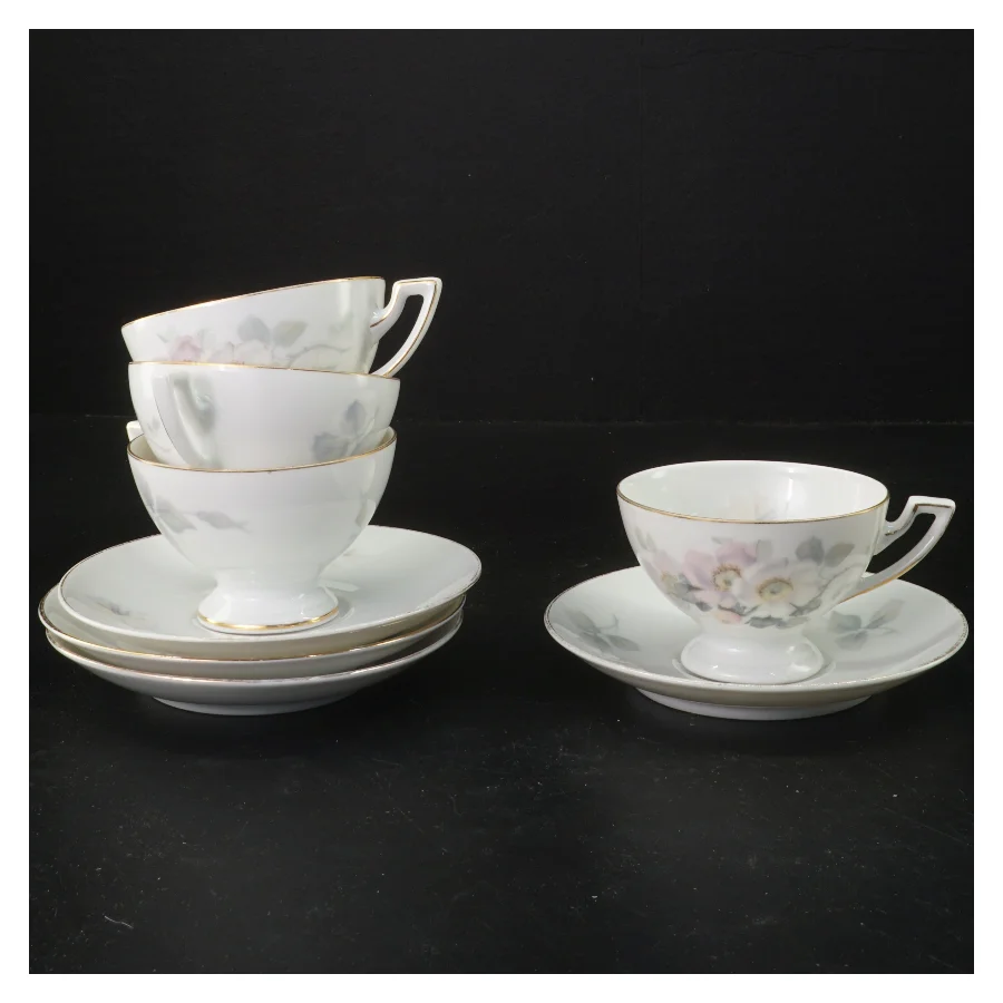 Kaffekop sæt med tallerkener (str. 4 stk ø 13 & 8,5 cm)