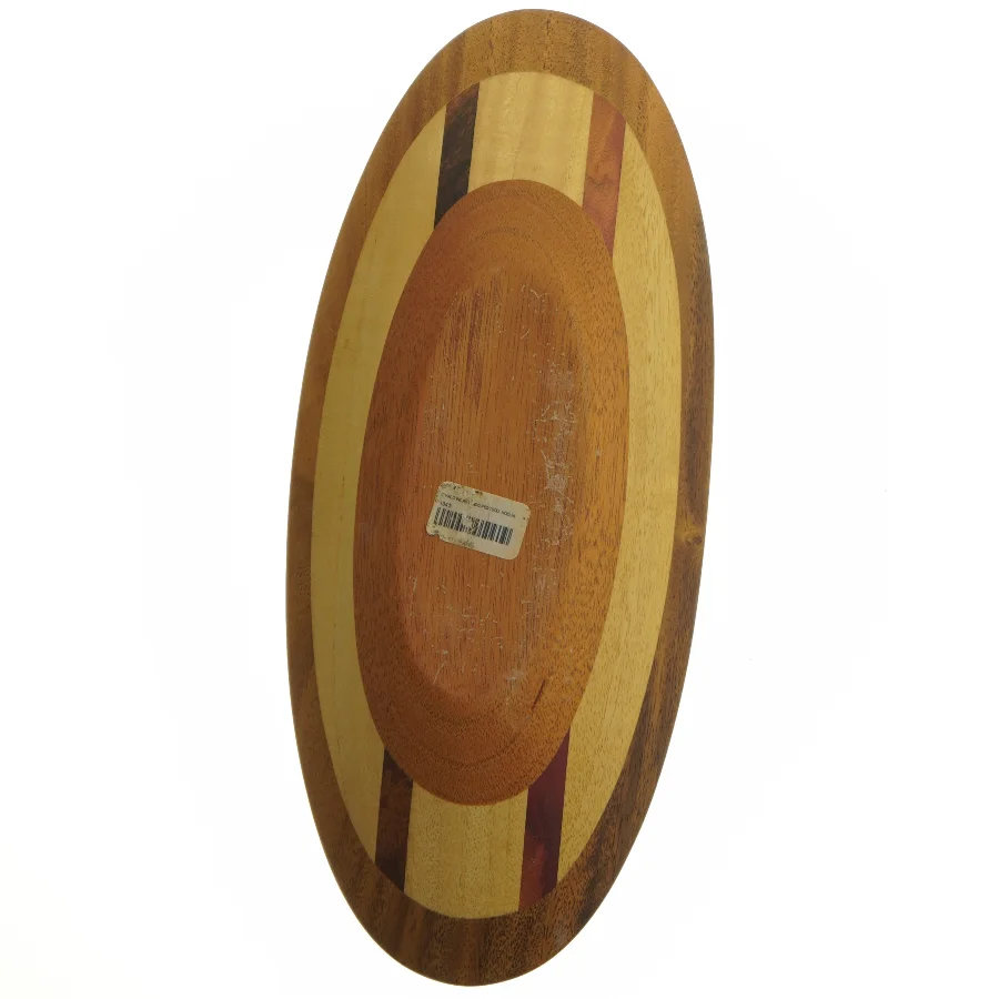 Træfad med dekorative striber (str. 33 x 14 cm)