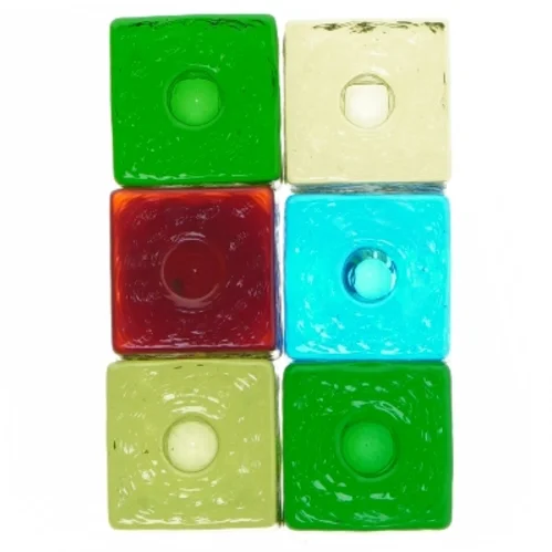 Farvede glas fyrfadsstager (str. 4x4x4 cm)