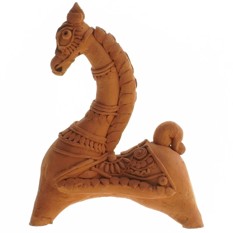 Terrakotta figur af hest (str. 12x16 cm)