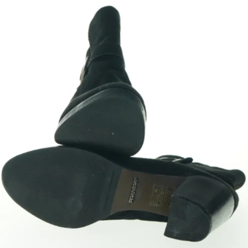 Stilfulde sorte støvler med blokhæl og spænde – str. 40