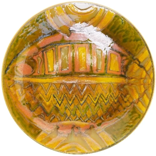 Dekorativ keramikfad fra Poole Studio (str. Ø 34 cm)