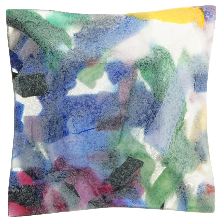 Firkantet kunstglasfad (str. 23x23 cm)