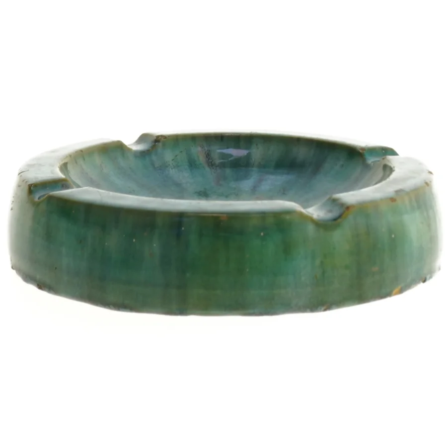 Grønt askebæger i keramik (str. Ø 17 cm)