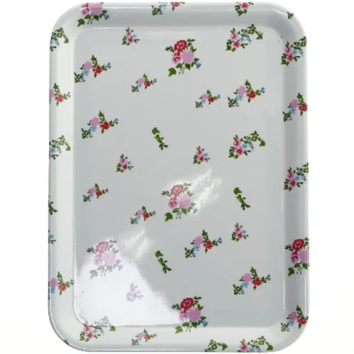 Rektangulær bakke med blomstermotiv (str. 44x32,5 cm)
