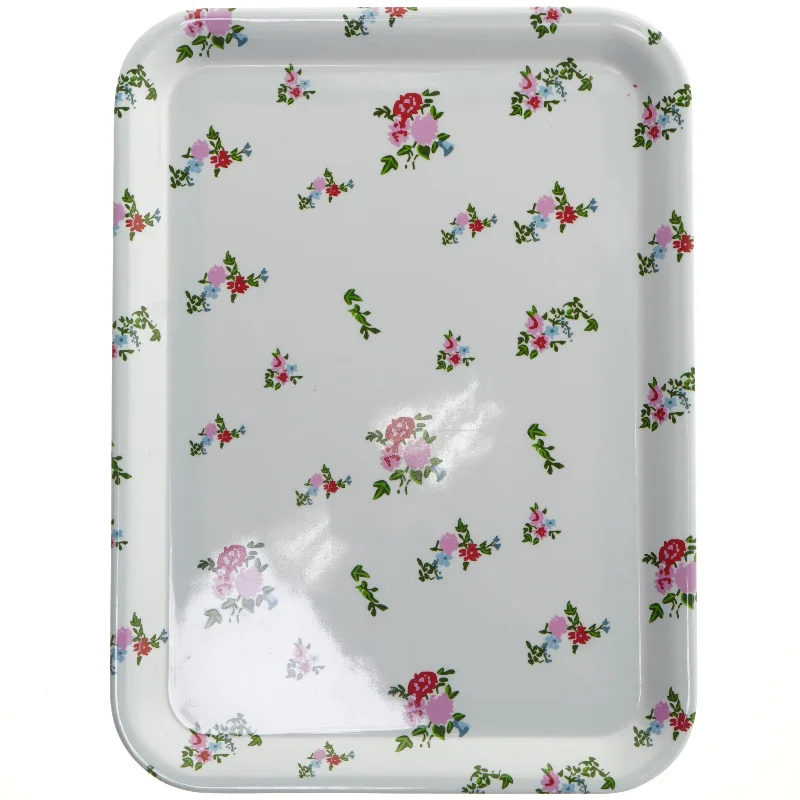 Rektangulær bakke med blomstermotiv (str. 44x32,5 cm)