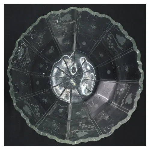 Glas skål med dekorative mønstre (str. Ø 18 cm)