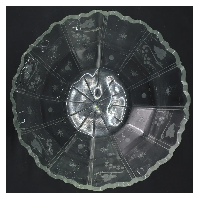 Glas skål med dekorative mønstre (str. Ø 18 cm)