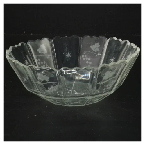 Glas skål med dekorative mønstre (str. Ø 18 cm)