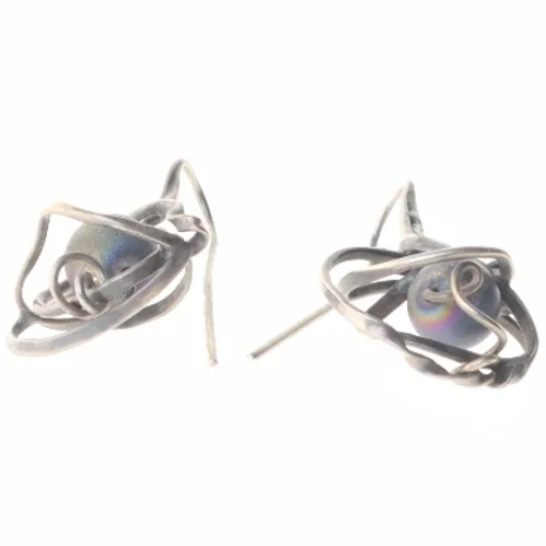 Uniqe øreringe med flerfarvede kugler (str. 5 cm)