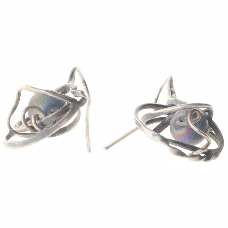 Uniqe øreringe med flerfarvede kugler (str. 5 cm)