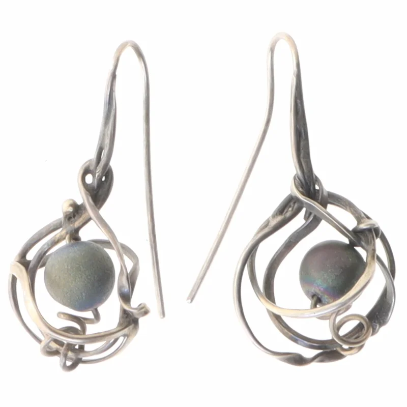 Uniqe øreringe med flerfarvede kugler (str. 5 cm)