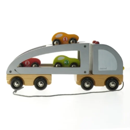 Trælegetøjsbiltransport fra Janod (str. 30 cm)